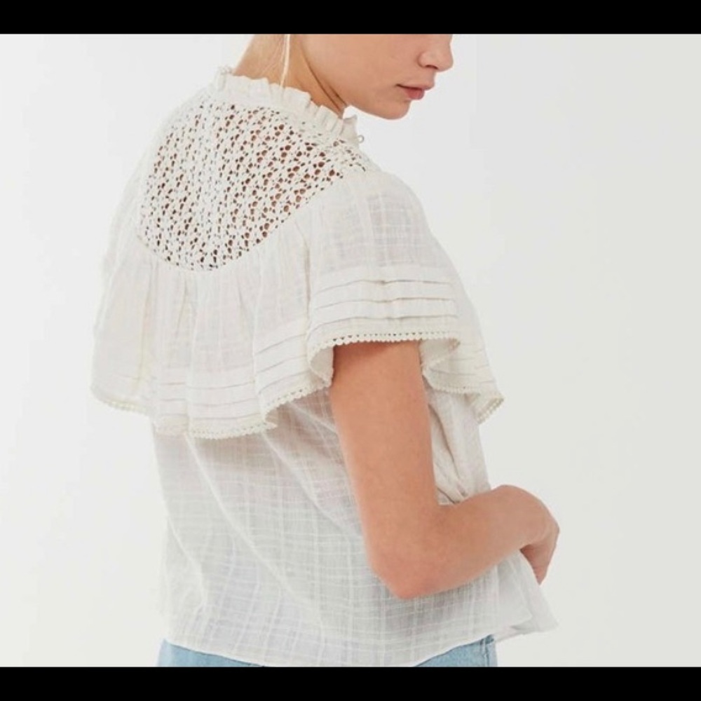 NWOT UO Bluebell Ruffle Button-Down Prairie Blouse - Picture 2 of 2